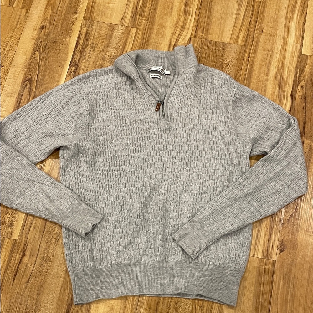 Peter Millar Light Gray Zip-Up Sweater